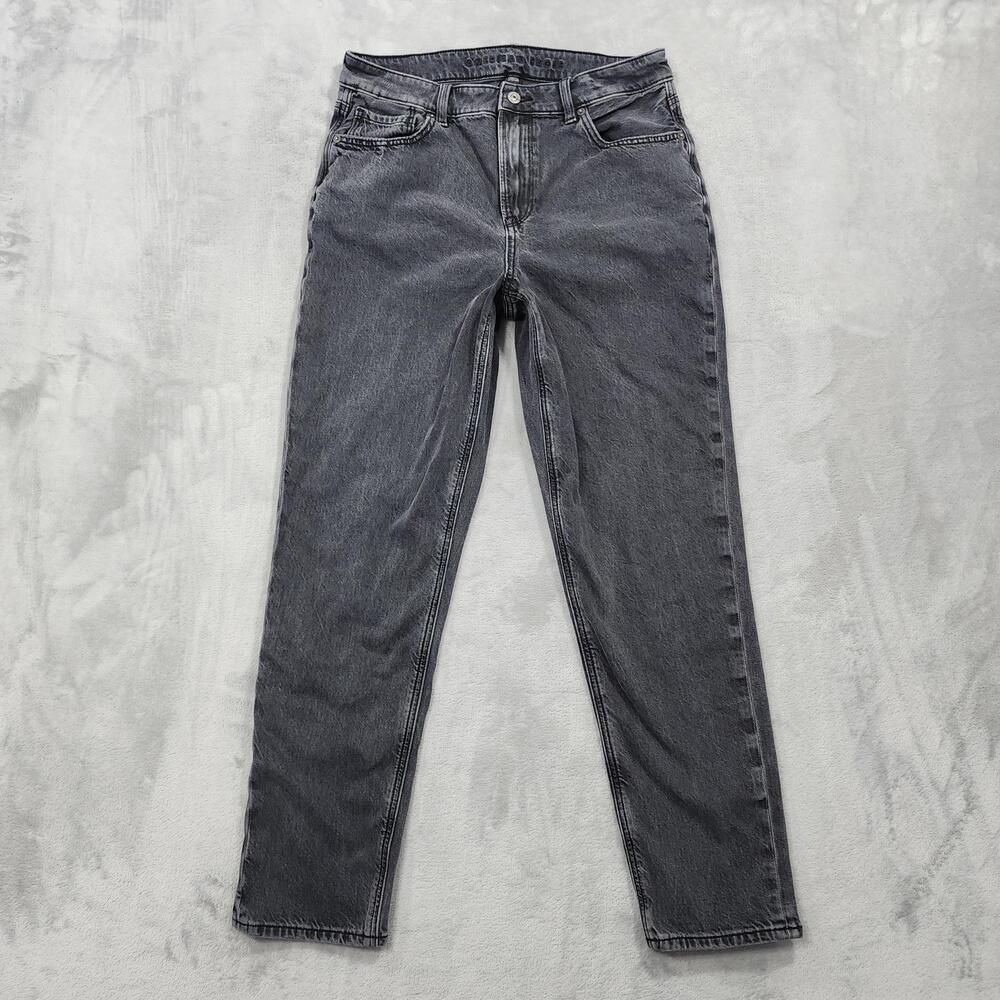 American Eagle Jeans Womens 8 Gray High Rise Mom Relaxed Stretch Charcoal Wash